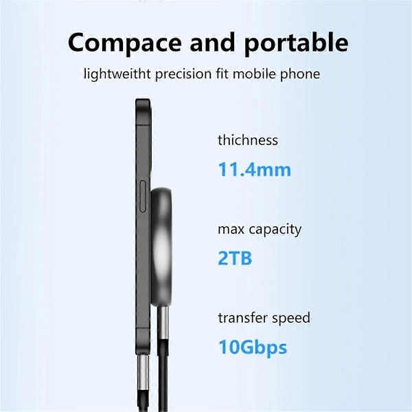 M.2 Magnetiskt Hårddiskkabinett NVME Solid State 2230/2242 Mobiltelefon Extern Typ-C Mobilt Hårddiskkabinett