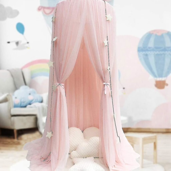 Sengehime for jenter - Princess Seng Baldakin Myggnett Barnehage Lekerom Dekor Dome Premium Garn