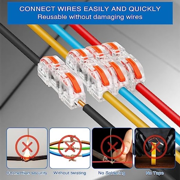 100 stk håndtag Wire Connectors Møtrikker, Kompakte splejsning Wire Connectors L