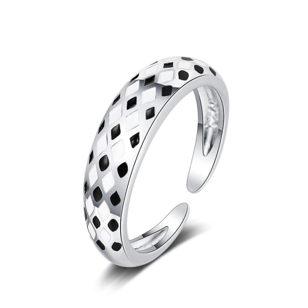 Svartvit rutig ring justerbar