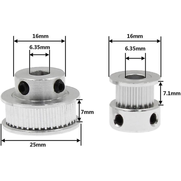 4 sett Gt2 tannhjulstrammer i aluminium, synkront hjulsett for 3D-printer CNC mekanisk dr