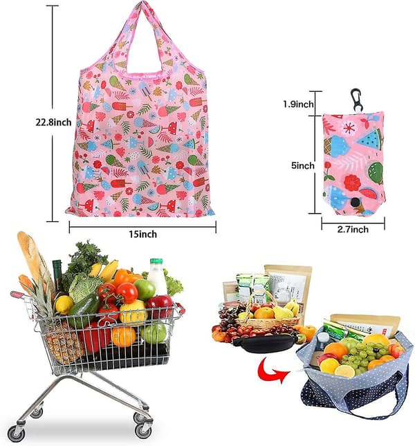 Genanvendelige Indkøbsposer - 10 stk. Foldbare Indkøbsposer i Pose - Forstyle Random
