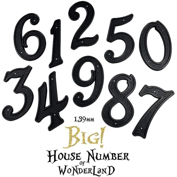 5,5 tommers husnummer Moderne dørnummer Gate Hjemmeadressenummer, svart Abs