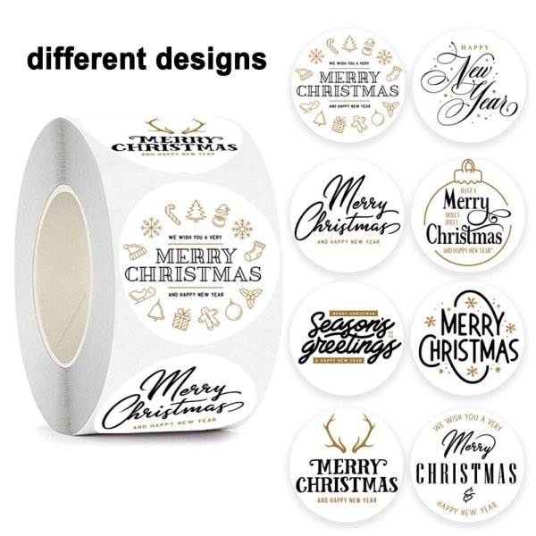 Svarta och guldiga juldekaler - Förpackning med 500 självhäftande etiketter - Festlig design - Hög kvalitet Style-1