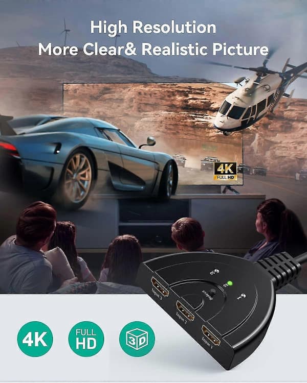 HDMI Switcher Gana, HDMI Switcher, 3-i-1 HDMI Splitter