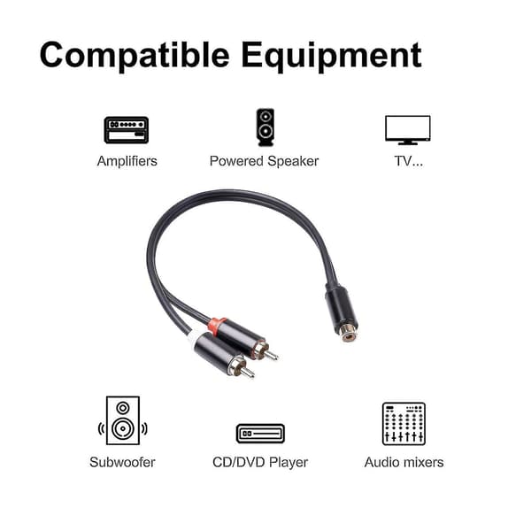 Rca-kabel 2 Rca-han til 1 Rca-hun adapter lydkabel Aux-kabel