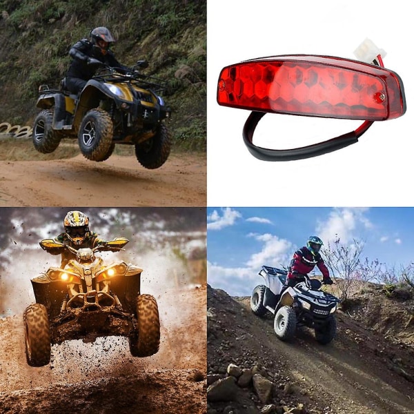 Atv 12v 3-tråds bremselys, baklys, rødt, til Atv Off Road motorsykkel signallamp tilbehør