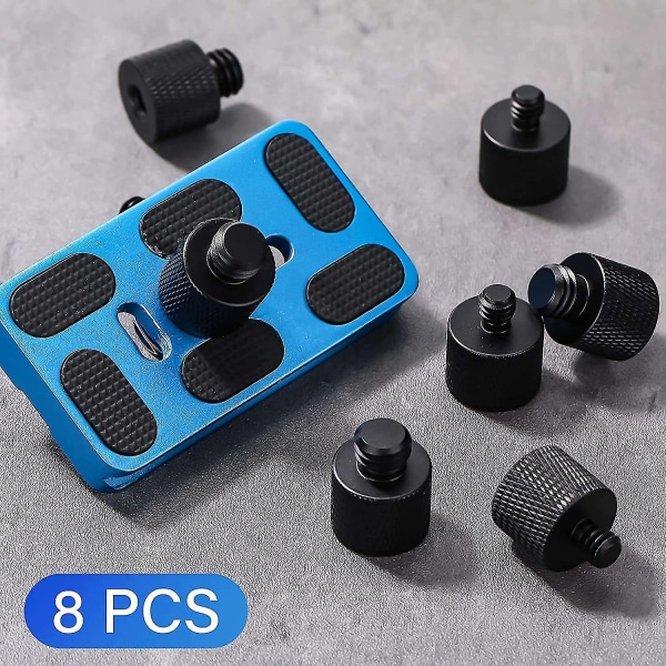 8 st Mikrofon 1/4 Hane till 3/8 Hona och 3/8 Hane till 1/4 Hona Kameraskruvadapter för Kamera T