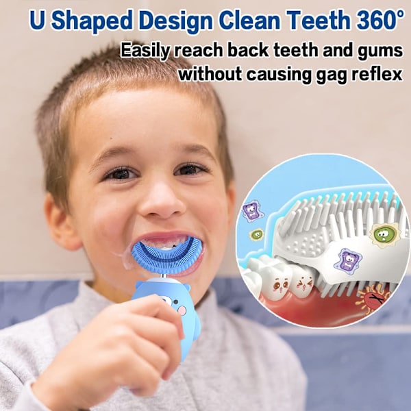 Elektrisk tandbørste til børn i U-form, Sonic tandbørste til børn, tegneserie style 3