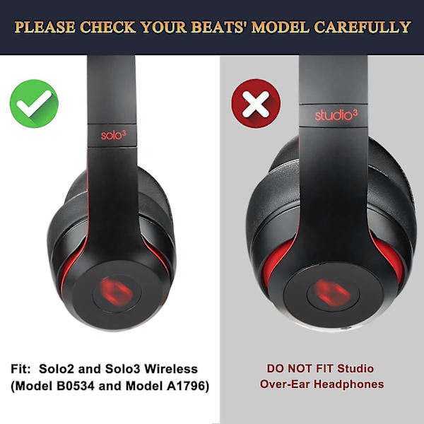 Øreputerputerstatning for Beats Solo 2 & Solo 3 Wirel