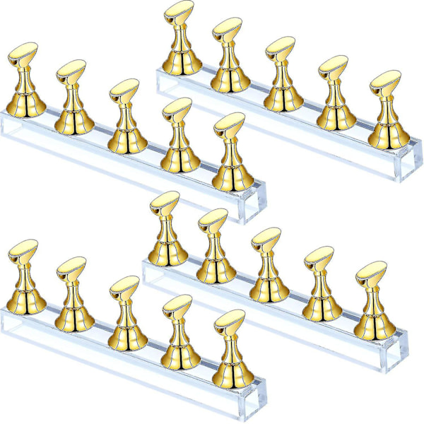 4 sæt akryl negle display stand negle tip holder magnetisk negle praksis stand fingernegl diy negle kunst stand til falske negle tip manicure værktøj (sort,
