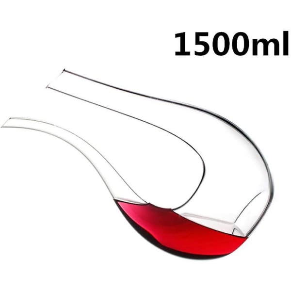 Vinkaraffellufter U-formet blyfri krystallglass vinflaske glassflaske 1500 ml