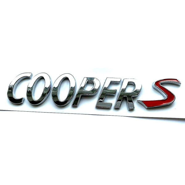 Silver/röd Mini Cooper S Bakre Boot Badge Emblem 150mm X 50mm