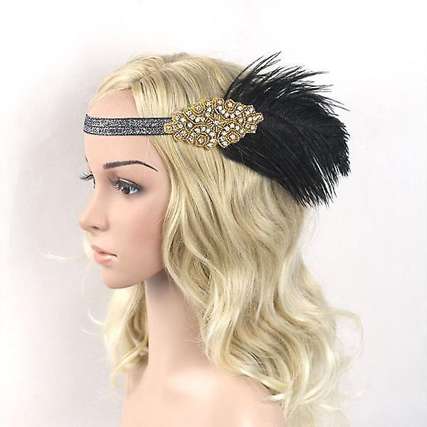 Svart fjäderfascinator pannband huvudbonad håraccessoarer