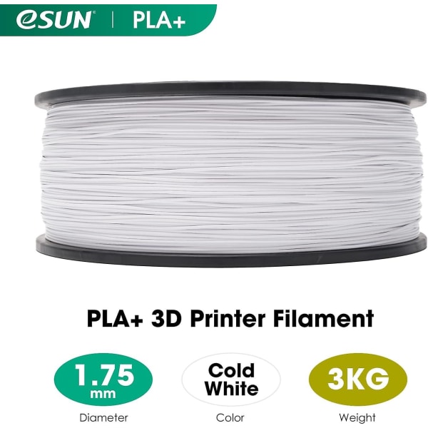 Esun Pla+ Filament 1,75 mm, Forbedret seighet 3d-skriverfilament Pla Plus, Dimensjonsnøyaktighet +/- 0,03 mm, 1 kg spole (2,2 pund) 3d-utskriftsfilament