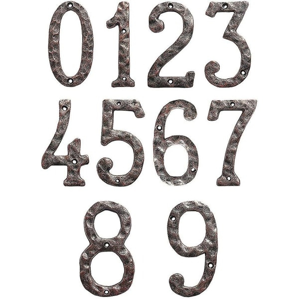 Rustik adresshusnummer, 5,5 tum hamrad yta, färg 1, nummer 4
