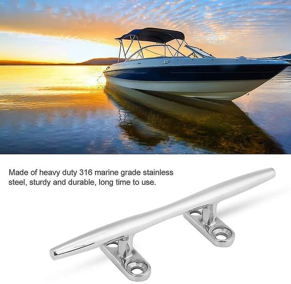 6 tommer marine båd klampe, 316 rustfrit stål dock dæk reb klampe hul base pullert sølv