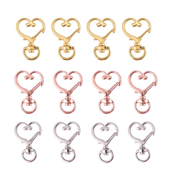 30 Pcs Key Wallet Metal Keychain Clasp Heart Keyring Clip Go