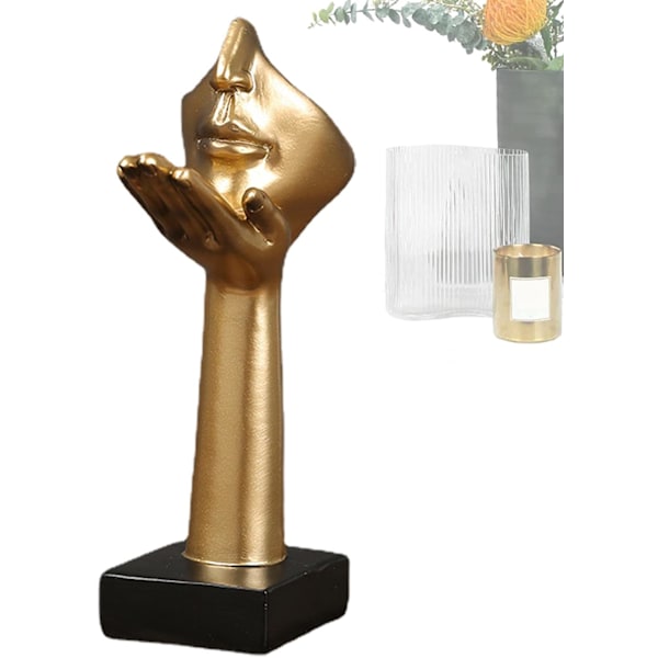 Tenkende Ansiktsdekke Statue, Stille Gull Resin Skulptur Figur Borddekor - Håndholdt Ansiktsdekke, Kreativ Tenker Statuer, Figur Gold E
