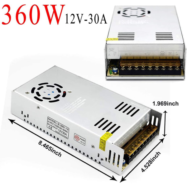 12v 30a Dc Universal Reguleret Switching Power Supply 360w