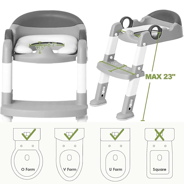 Potträning Toalettstol Med Stegpall Stege För Pojkar Och Flickor Baby Småbarn Barn Toalett Träning Sits Stol Med Handtag Vadderad Sits Icke