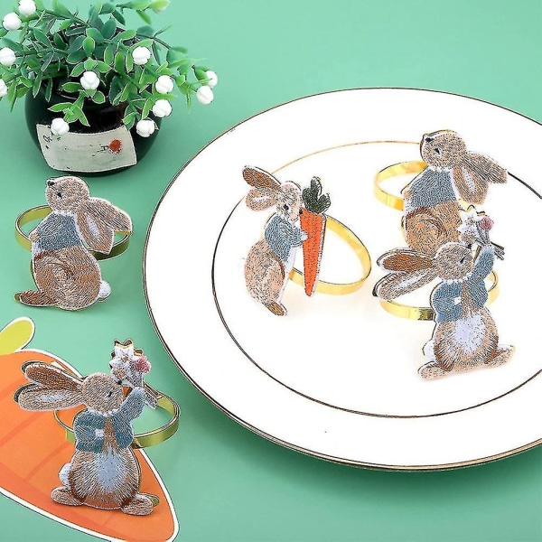 6 kpl kanin metallisia lautasliinatelineitä pääsiäisen kodin keittiön sisustukseen