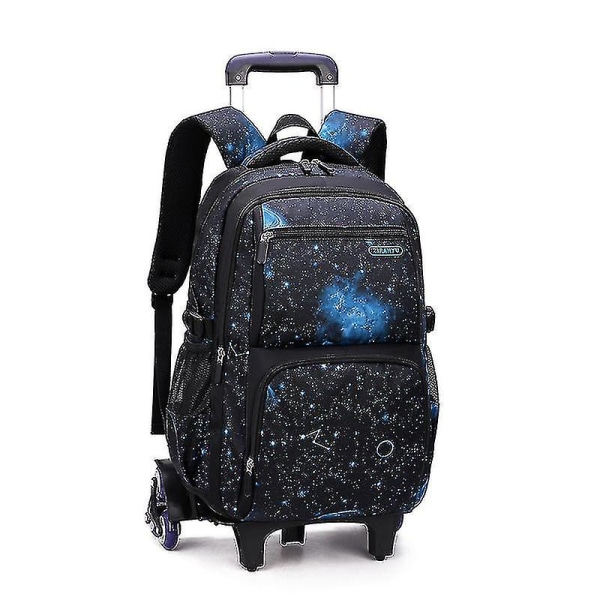 Skolesekk med hjul Skole rullende ryggsekk Hjulveske Studenter Barn Trolley Vesker For Gutter Reisebagasje Med Lunsjboks Hk 2 wheels blue