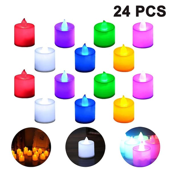 24 stk. LED-lys, Flammeløse Teelys, Til Bryllup, Fest