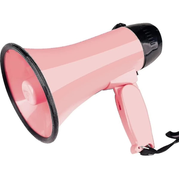 Bærbar megafon bullhorn 25 watt effekt megafon højttaler stemme og sirene/alarm tilstande (pink)
