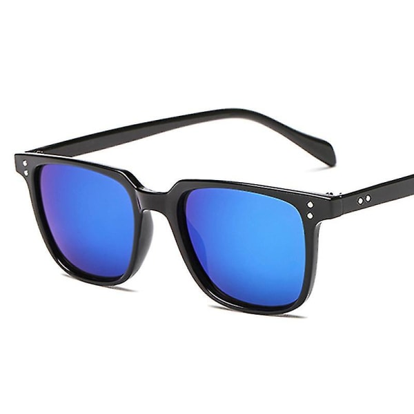 Neliömäiset Vintage-aurinkolasit miehille, brändin suunnittelijan retroaurinkolasit, miehille, klassinen muotipeili, musta Oculos De Sol Masculino Black Blue