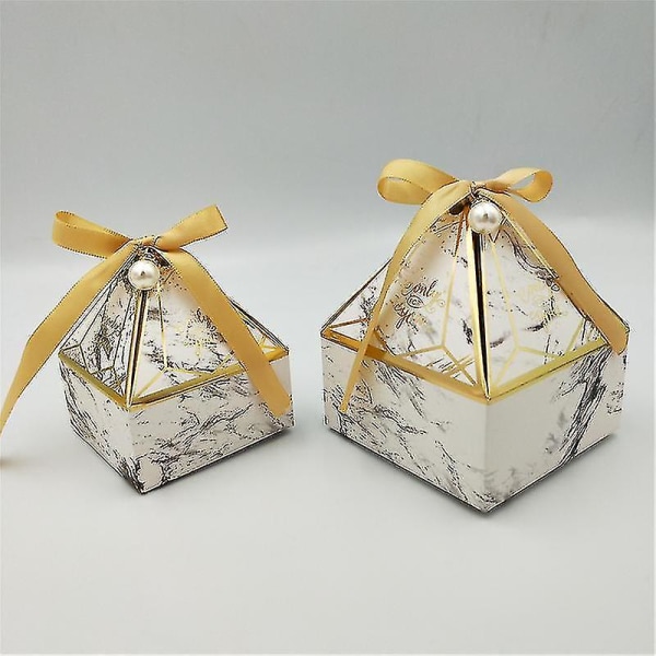 Lahjapakkaus Hääjuhlatarvikkeet Juhlakaramellilaatikko Baby Shower Paper Suklaalaatikot Pronssipakkauslaatikot Marble Pearl S 7x7x8cm