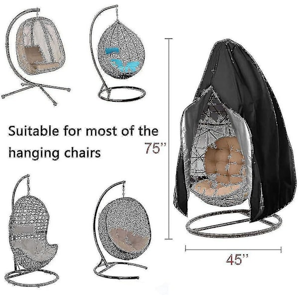 Patio Egg Chair-överdrag med dragkedja, hållbara stora rotting-ägg-hängstolöverdrag