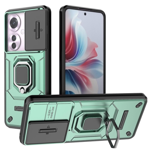 För Oppo Reno11 F 5G Case Ring Kickstand PC+TPU bakskal med cover - grön