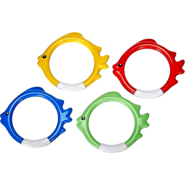 Diving Games 4 Weighted Rings 12 X 12 X 2 Cm Green/red/yellow/blue