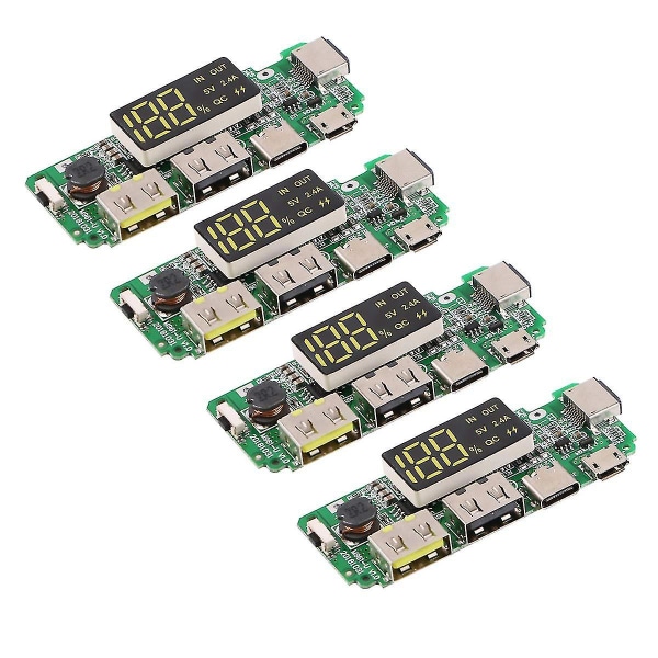 4pcs 18650 Charging Board Dual Usb 5v 2.4a Mobile Bank Module 186 50 Lithium Battery Charger Board