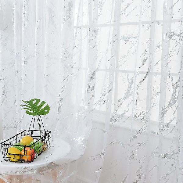Marmor Mønster Vindue Gardin Sheer Divider Panel Halv-sort-out Vindue