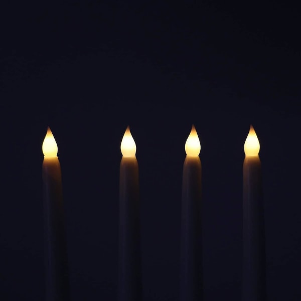 Sæt med 4 elfenbensfarvede LED-lysestager med fjernbetjening til jul H 27,5 cm
