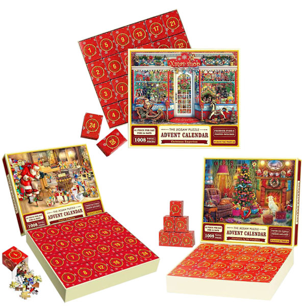Julpussel, 1008 bitars adventskalender, pussel, 24 dagar julhelgspussel