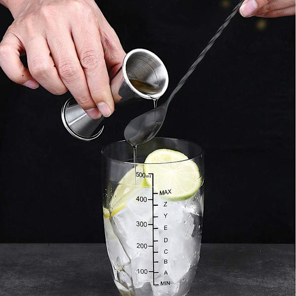 Cocktail Ske, Rustfrit Stål Bar Teske Lang Skaft Cocktail Shaker Spiral Design Perfekt til Omrøring og Lagdeling af Drikke (Sort) black