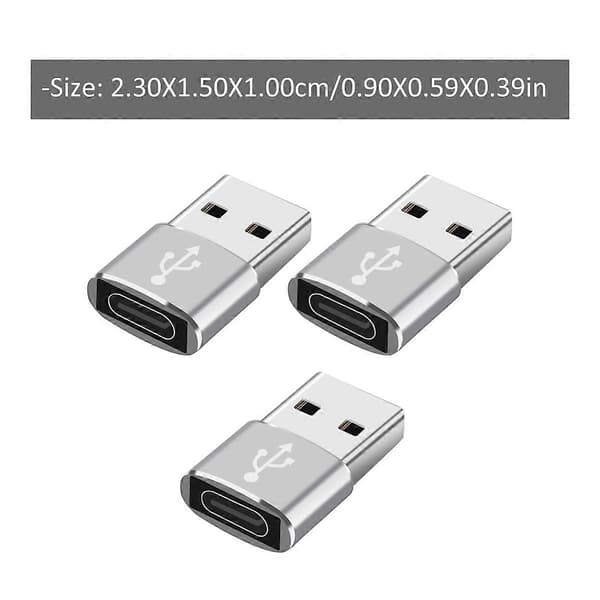 3 stk USB-C til USB Adapter USB 3.0 til USB-C Konverter til Telefon Tablet Bærbar