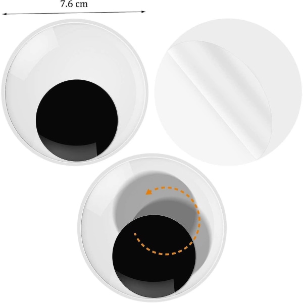 2 st stora jättestora självhäftande Googly-ögon för julfest handgjorda DIY-hantverk (76 mm/3 tum)