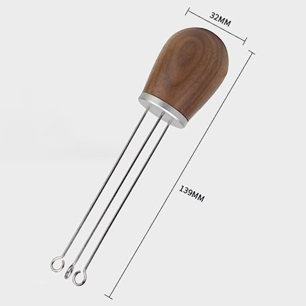 Espresso Kaffestirrer Fordeling Værktøj Nåle Professionel Omrøring Silver Cover Walnut