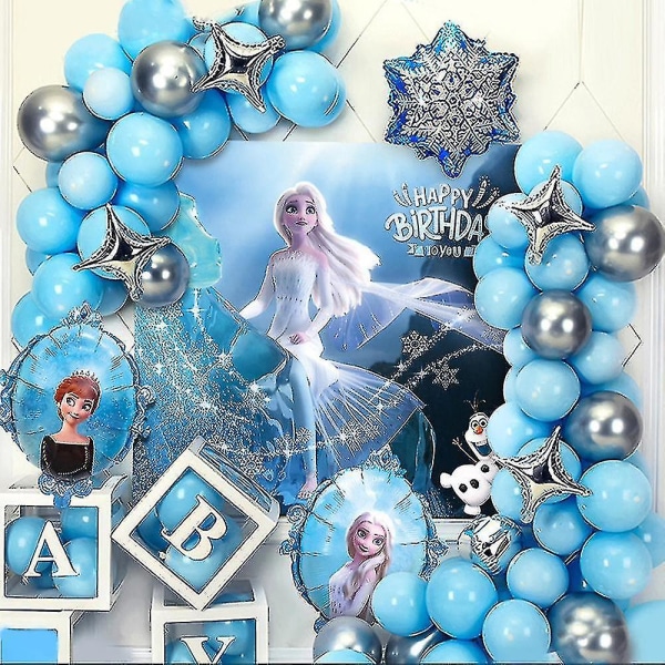 Frosne Elsa Anna Tema Poster Ballonger Garland Arch Kit Bursdagsfest Dekor Tilbehør