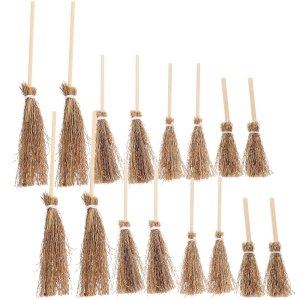 20pcs Mini Broom Ornaments Halloween Landscape Decoration Doll House Broom Models