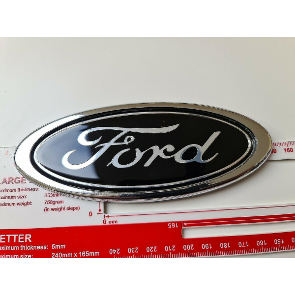 Ford Black Oval 150mm X 60mm Badge Emblem Front Bak Boot Fo