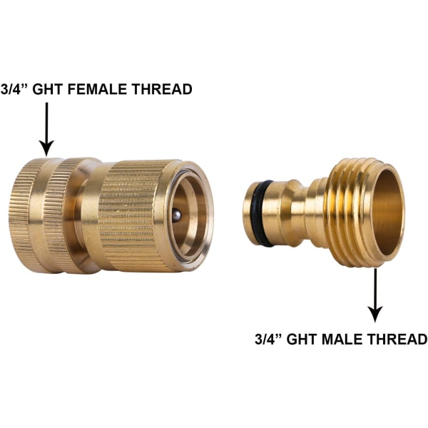 Puutarhan letkun pikaliitin Kiinteä messinki Pikaliitin Puutarhan letkun liitin Veden letkun liittimet Puutarhan letkun irrotus 3/4 tuumaa GHT (3 sarjaa)