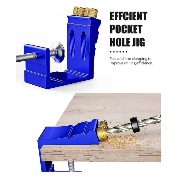 Pocket Hole Jig Kit, Pocket Hole Drill Guide Jig Set til 15 Vinklede Huller, Til Træbearbejdning Vinkel Dr