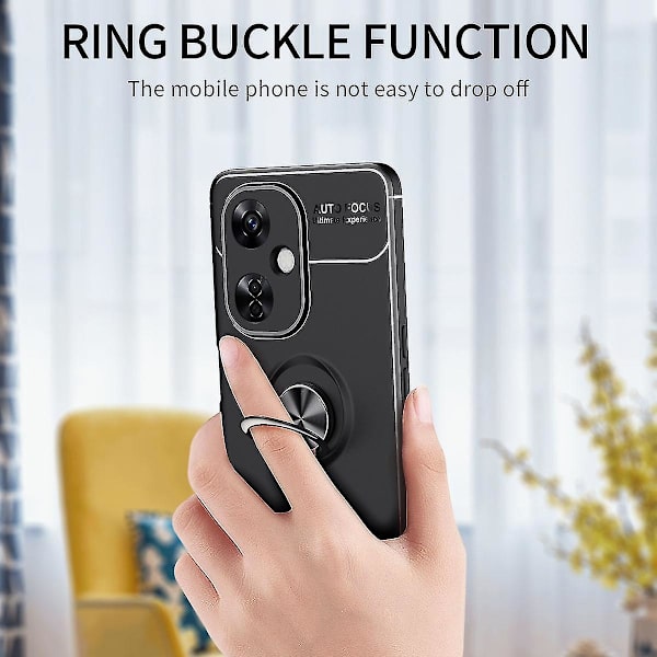 For Oneplus Nord Ce 3 Lite 5g / Nord N30 5g Tpu Telefon Etui Kickstand Cover Anti-drop Ring Holder Telefon Skal Black   Red