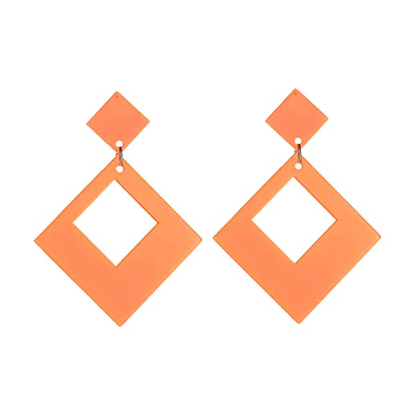 Overdrevne firkantede øreringe til kvinder orange