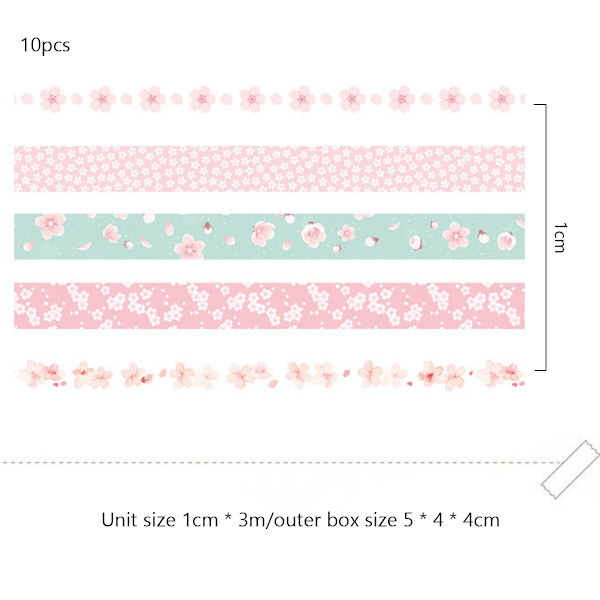 Blomster Washi Tape Set, 10 ruller 10mm bred blomst dekorative papirbånd for scrapbooking, planleggere, DIY-håndverk, gaveinnpakning Style-1